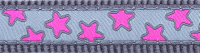 Red Dingo ошейник-Полуудавка для собак 25mm x 41-62cm Hot Pink Stars on Cool grey арт.MC-PS-GY-25