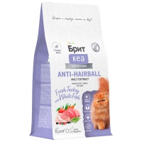 BRIT КЕА корм для взрослых кошек индейка и белая рыба HAIRBALL 0.4кг арт 1067115