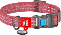 Collar Ошейник WAUDOG Re-cotton с QR паспортом, светоотражающий 15 мм*23-35 см красный  арт.02863