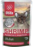 BLITZ Holistic Shrimp д/кошек Креветки Индейка в соусе 85гр арт.681709