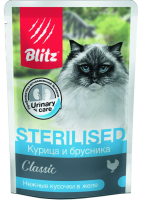 BLITZ Sterilised Cats д/стерилизованных кошек Курица с Брусникой в желе 85гр арт.BCW06-1-00085