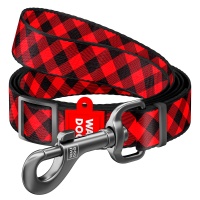 Collar Поводок для собак WAUDOG Nylon Шотландка красная регулируемый 20мм*152-180см арт.5293