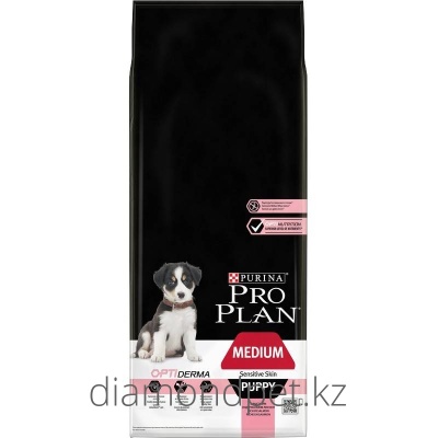 PRO PLAN для щенков средних пород с чувствительной кожей с лососем 12кг Purina арт.12272433