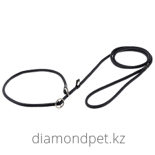 Поводок-удавка с кольцом стопор+флажок круглый 6мм*150см  чёрный арт.74-1164
