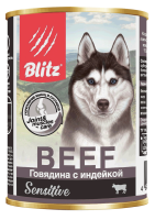 BLITZ Говядина с индейкой консерва для собак всех пород и возрастов 400 гр