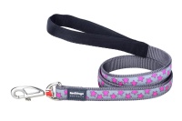 Red Dingo Поводок для собак 20mm x 1.8m Hot Pink Stars on Cool Grey арт.L6-PS-GY-20