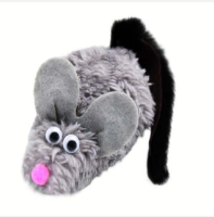 Игрушка для кошек Мышь-Полевка с ушами Серая с хвостом из натур норки 7х4х4см арт.sh-07453