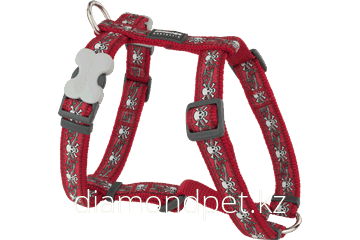 Red Dingo Шлея для собак Skull & Roses 20мм шея 36-59см грудь 45-66см красный арт.DH-SR-RE-20