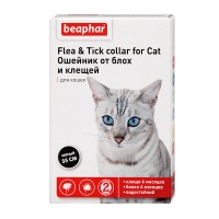 Beaphar Ошейник от блох и клещей для кошек черный 35см арт.125203