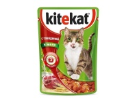 Kitekat сочные кусочки с говядиной в желе 85гр арт.79021044