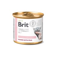 BRIT GRAIN-FREE VD CAT Cans Hypoallergenic Salmon with peas 200gr Влаж,корм д/кошек   арт 549825