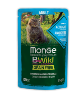 Monge BWild Cat Беззерновые Кусочки в паучах\Взрослые\Анчоусы с овощами 85 гр арт.2775