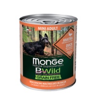 Monge Bwild Dog Grain Free Adult Mini Беззерновые кусочки Утка/тыква/цукини банка 400гр арт.2638