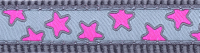 Red Dingo Шлея с поводком для кошек 12mm Hot Pink Stars on Cool grey арт.CH-PS-GY-12
