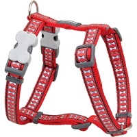 Red Dingo Шлея для собак 12mm, Neck 25-39cm, Body 30-44cm светоотражающая Red арт.DH-RB-RE-12