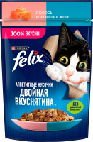 Felix Аппетитные кусочки Лосось и Форель  в желе 75гр арт.149268