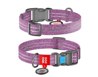 Collar Ошейник WAUDOG Re-cotton с QR паспортом, светоотражающий 15мм х23-35см фиолетовый арт.02869