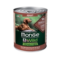 Monge Bwild Dog Grain Free Adult Беззерновые кусочки Ягненок/тыква/цукини банка 400гр  арт.2614