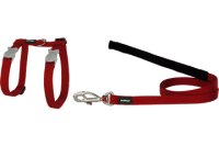 Red Dingo Шлея с поводком для кошек Classic 12мм красный арт.CH-ZZ-RE-12