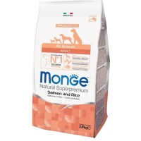 MONGE Dog Monoprotein ALL BREEDS ADULT Salmon&Rice Корм для собак всех пород Лосось/рис 2,5кг арт.1297