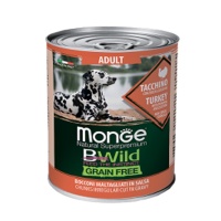 Monge Bwild Dog Grain Free Adult Беззерновые кусочки Индейка/тыква/цукини банка 400гр  арт.2645