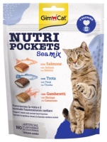 GimCat NutriPockets SeaMix Подушечки с начинкой Морской коктель, беззерновые, 150гр  арт 419374