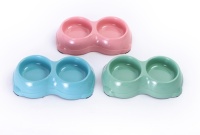 Миска двойная для кошек 26*15*5.5см розовая, голубая, зеленая PQLFC028-1 арт PK017