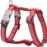 Red Dingo Шлея для собак Английский флаг 25мм шея 46-76см грудь 56-80см красная арт.DH-UK-RE-25