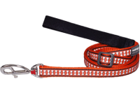Red Dingo Поводок для собак светоотражающий 25mm x 1.8m Косточки оранжевый арт.L6-RB-OR-25