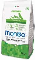 MONGE Dog Monoprotein ALL BREEDS ADULT Rabbit&Rice Potatoes Корм для собак всех пород Кролик/рис/картоф 2,5кг арт.1143
