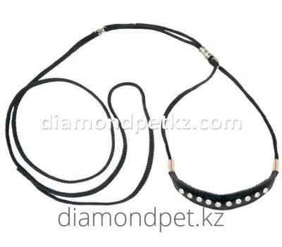 Ринговка Dog Extreme для собак с кожаной вставкой со стразами нейлоновая Collar арт.4325