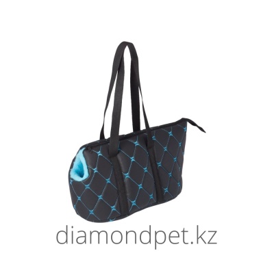Сумка переноска Карбон №3 черный/голубой 42х28х27 арт.01535-8/2