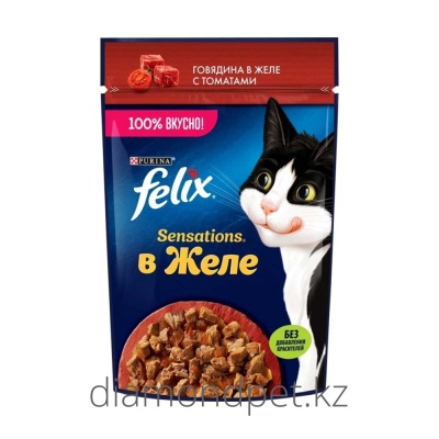 Felix Sensations Говядина в желе с томатами 75гр арт.141903