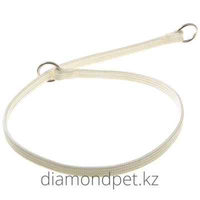 PetLine Ошейник-удавка с 2-я кольцами (лента-чулок) 10 мм, 60 см (белый)  арт.76-2324