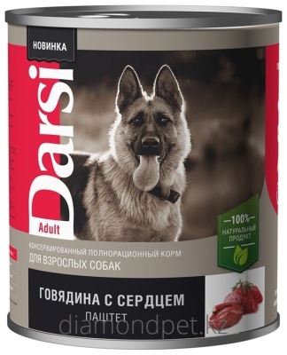 Darsi Консервы д/собак. Паштет Говядина с сердцем 850г. арт014989