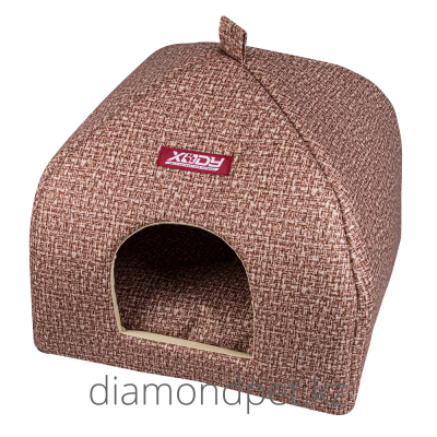 Домик Виг-Вам №2 бежевый, рогожка 39х39х45 арт.00422-6