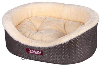 Лежак Премиум (Пунто) №3 коричневый/ваниль 55х43х16 арт.02635-4/2